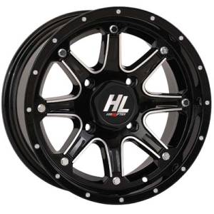 14x7 4/156 4+3 (+5mm) High Lifter HL4 Wheel - Gloss Blk-Mach