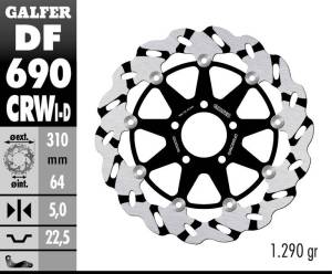 Galfer 310mm Superbike Wave® Rotor - Right Side Directional - DF690CRWD
