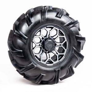 Pre-Mounted - 28-9-14 Outlaw 3 Tire with Soar HC-8S 14x7 4/137 5+2 Silver and Gun Metal Gray Wheel 8012213OUTLAW328X9X1 - A20-289